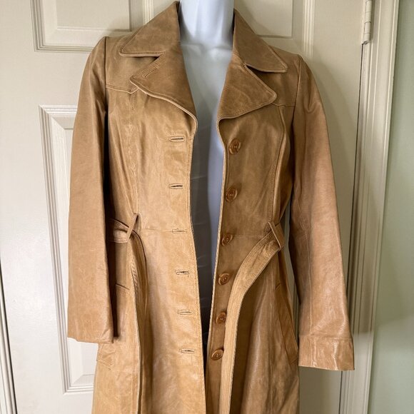 Made in Germany Jackets & Blazers - Light Beige Leather Trench Coat 34 EU Size S/XS US New